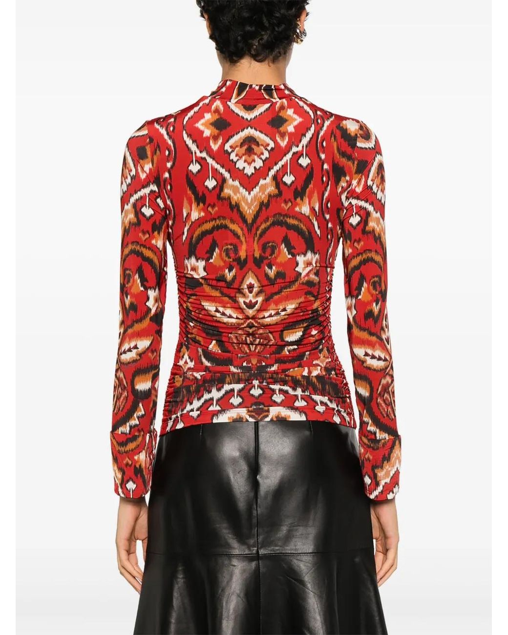 Farm Rio Red Geometric-Pattern Long-Sleeves T-Shirt