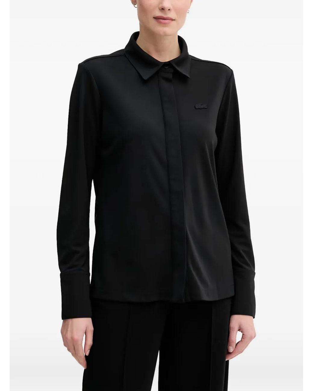 Lacoste Black Logo-Patch Long-Sleeve Shirt