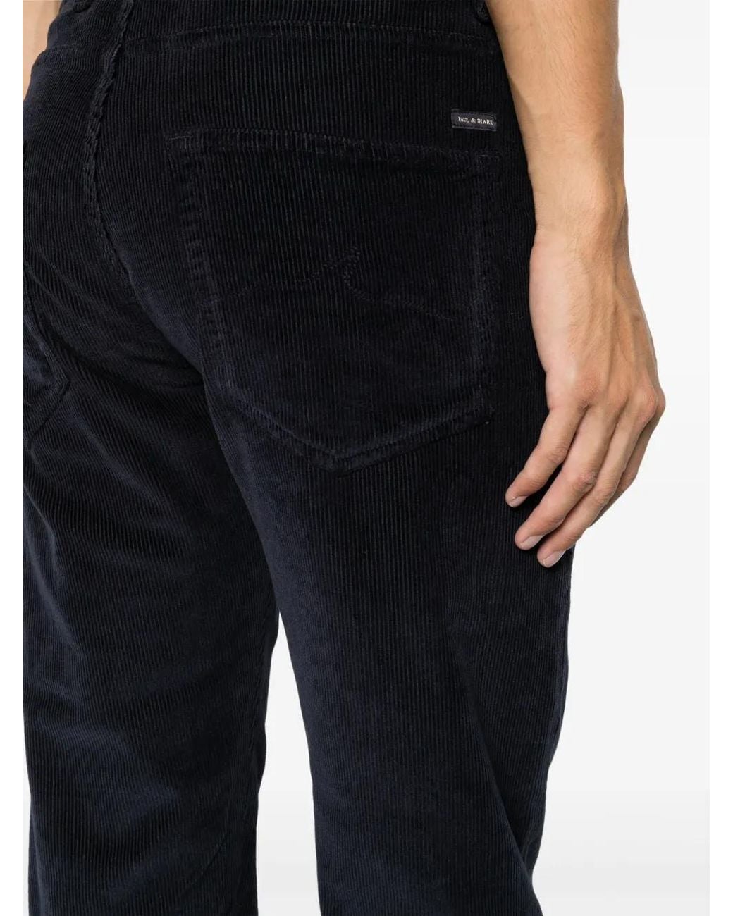 Paul & Shark Blue Shark-Keyring Corduroy Trousers for men