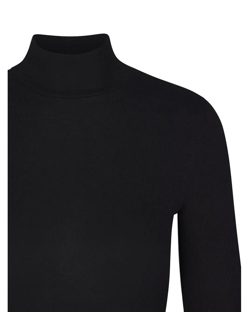 FRAME Black Ribbed High-Neck Top