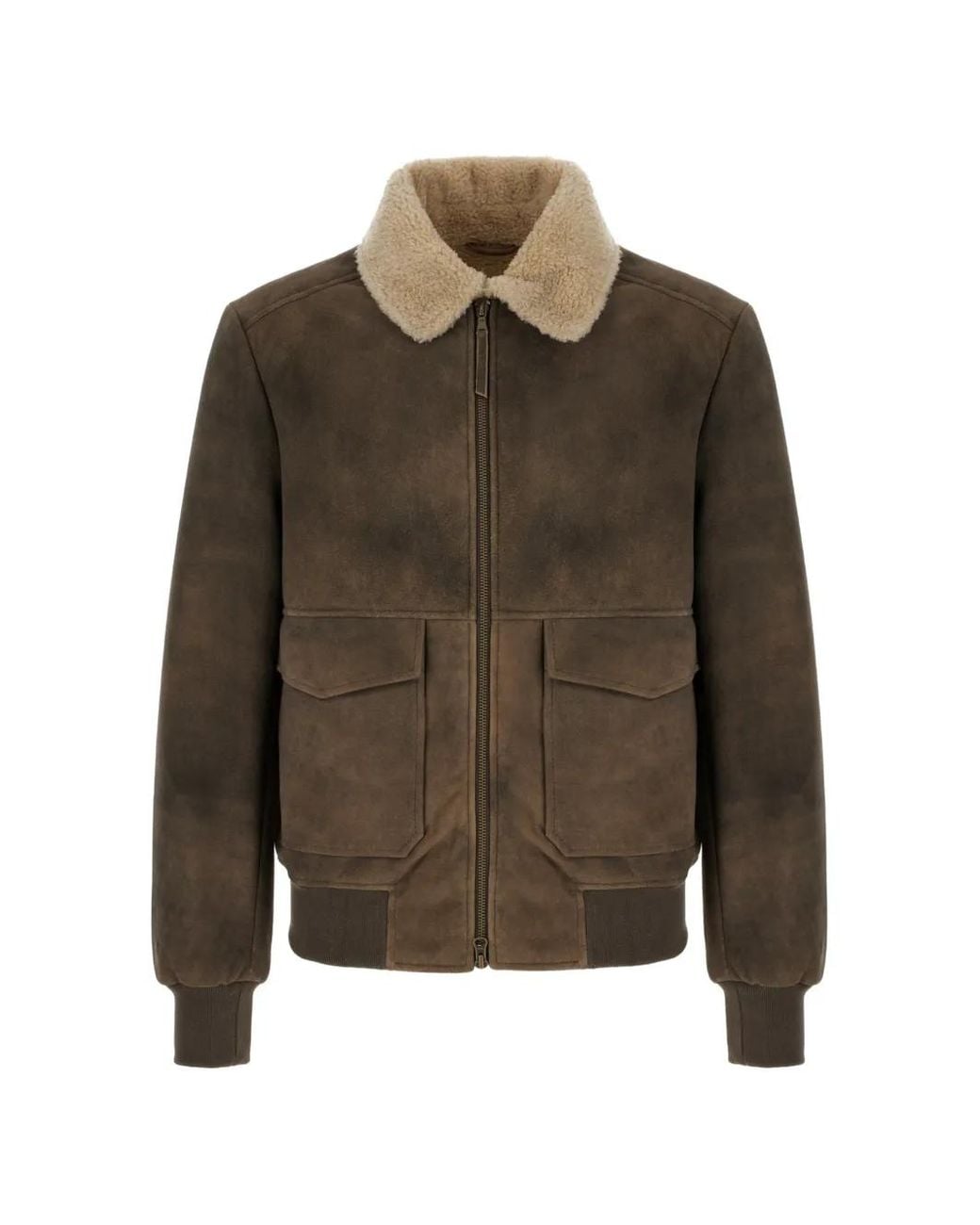 Colamarino Brown Shearling Bomber Jacket for men