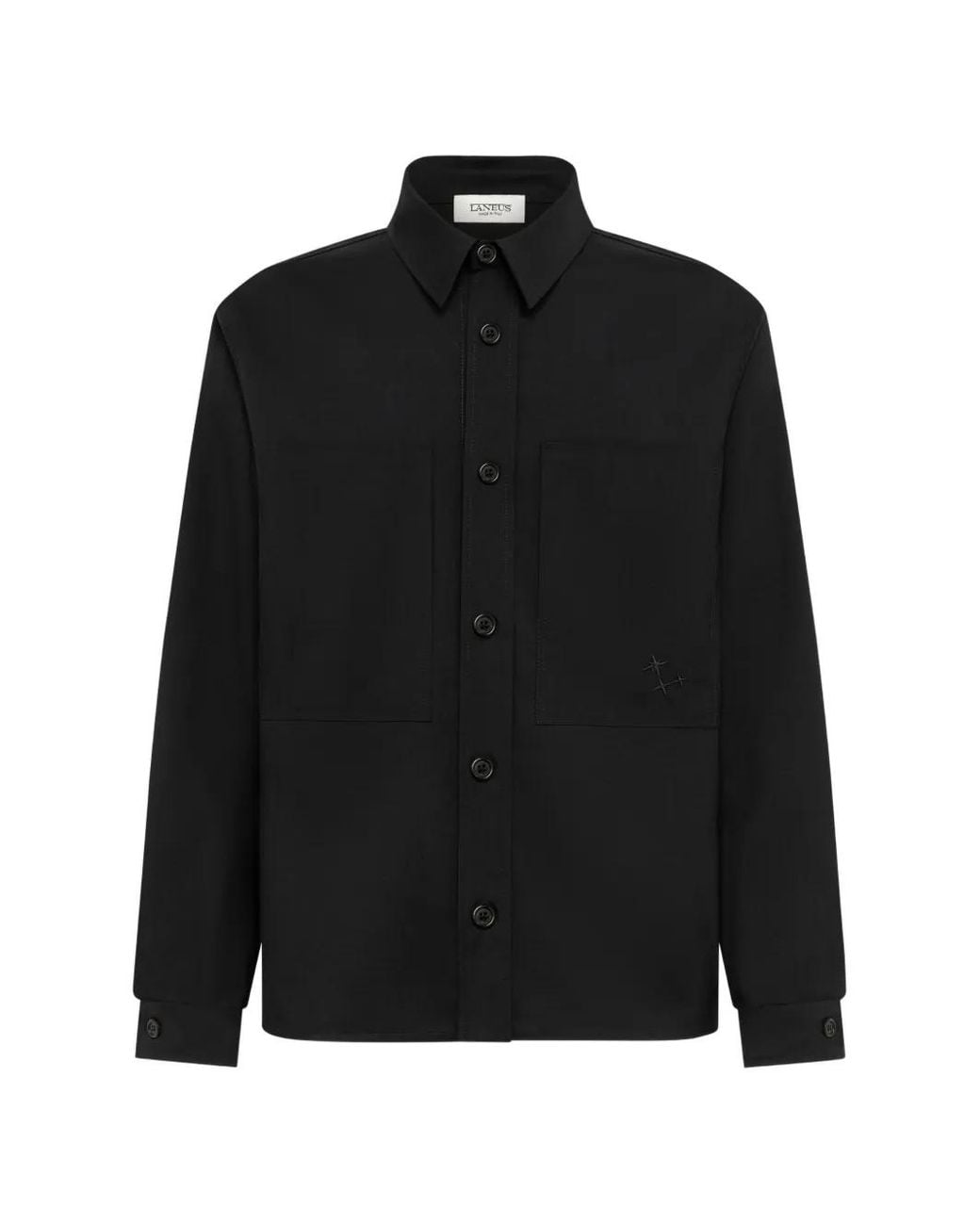 Laneus Black Boxy-Fit Pocket-Detail Shirt for men