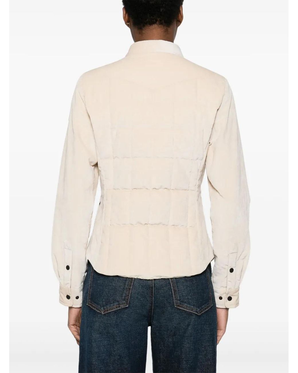 Moncler Natural Gesteppte Jacke Mit Logo-Patch