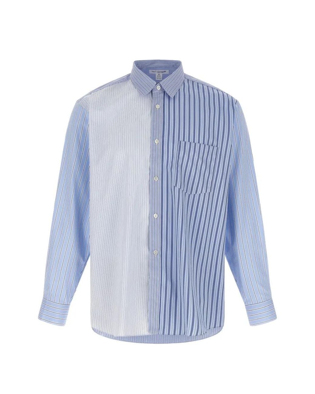 Comme des Garçons Blue Patchwork Striped Shirt for men