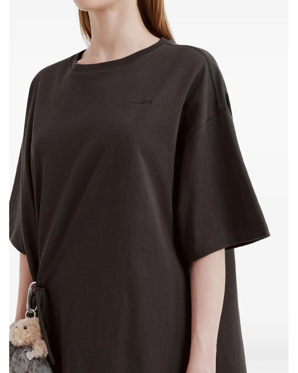 Izzue Black Tie-Detail Cotton T-Shirt