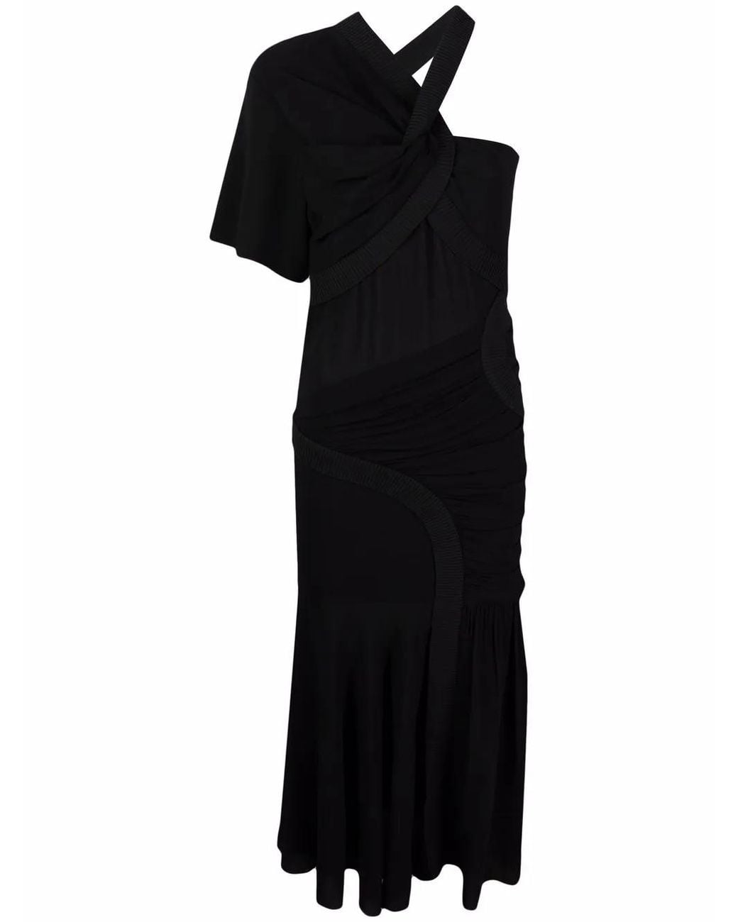 Stella McCartney Black Single-Sleeve Midi Dress