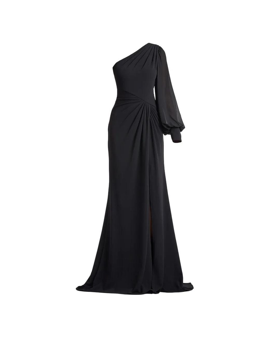 Tadashi Shoji Black One-Shoulder Draped Gown