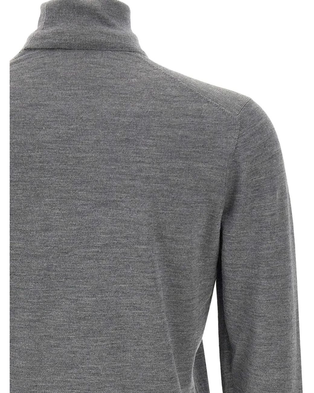 Gran Sasso Gray Turtleneck Ribbed Sweater for men