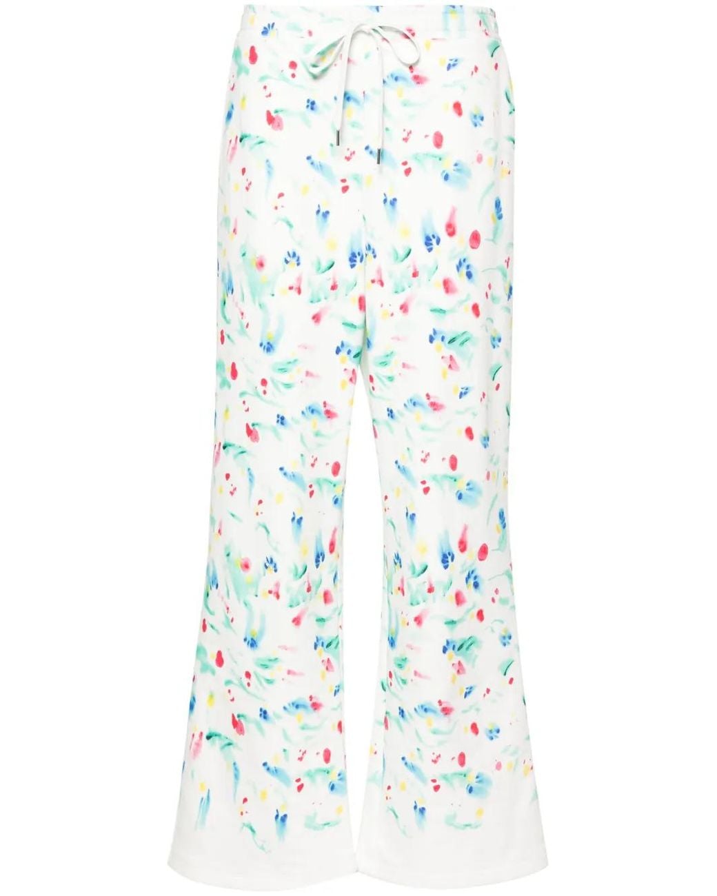 Marni Blue Floral-Print Cotton Track Pants