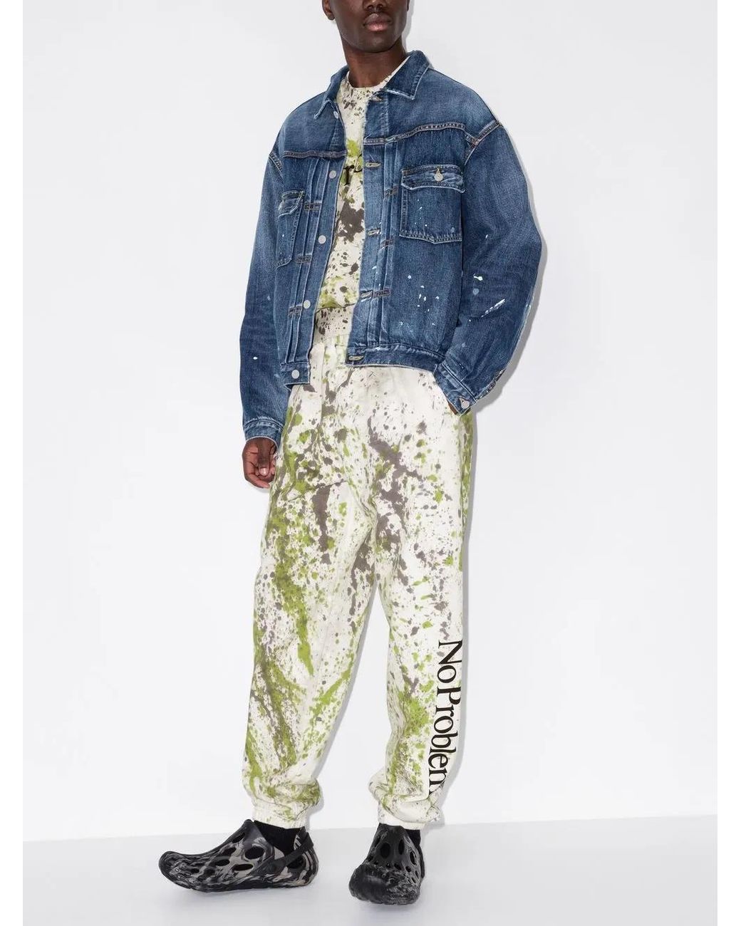 Aries White No Problemo Tie-Dye Track Pants for men