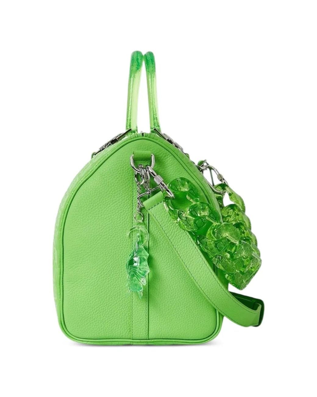 GUAPI Green Embossed Chain Leather Duffle Bag for men