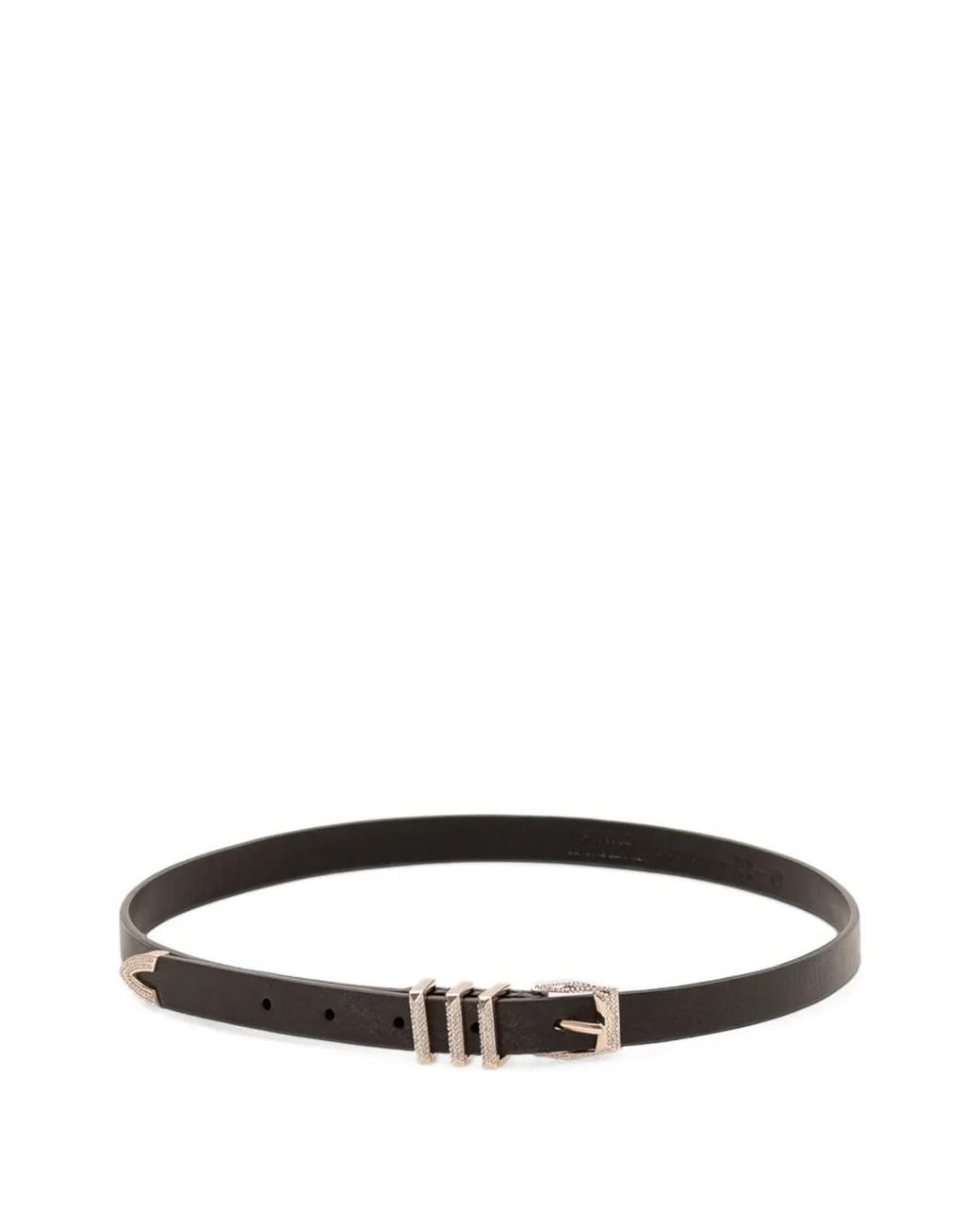 Pinko White Leather Belt With Rhinestones
