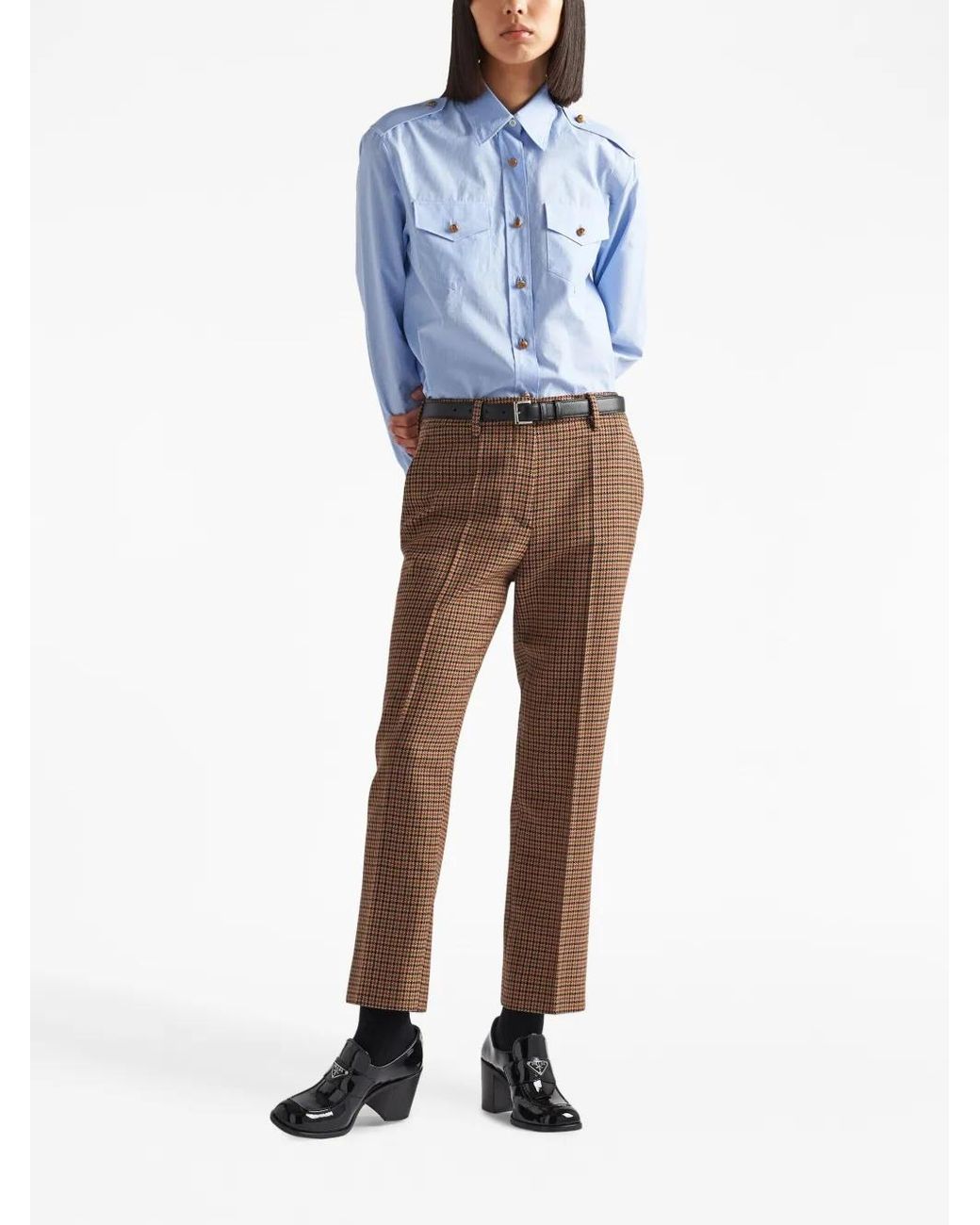 Prada Brown Houndstooth Check Pants