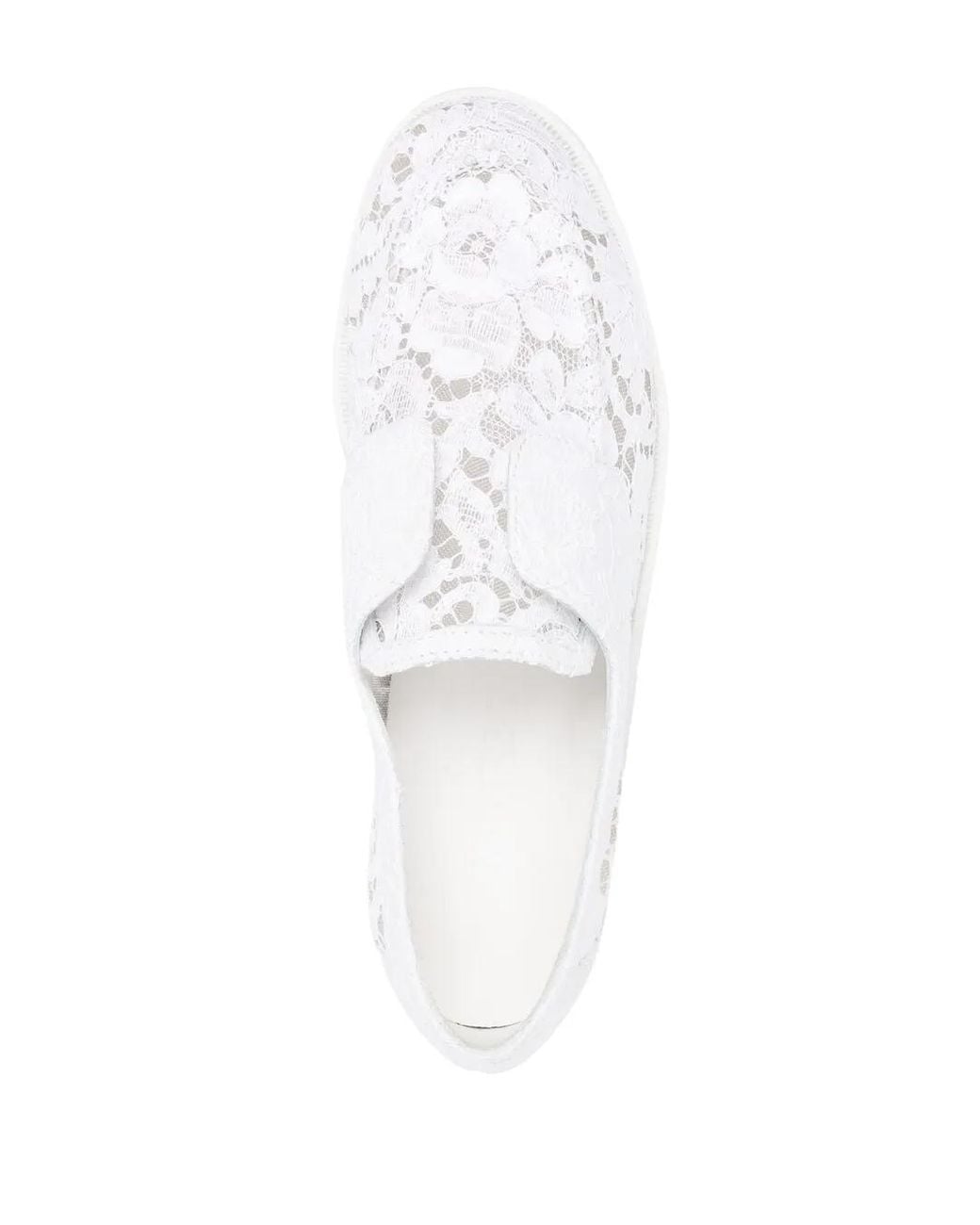 Le Silla White Claire Floral Lace Loafers