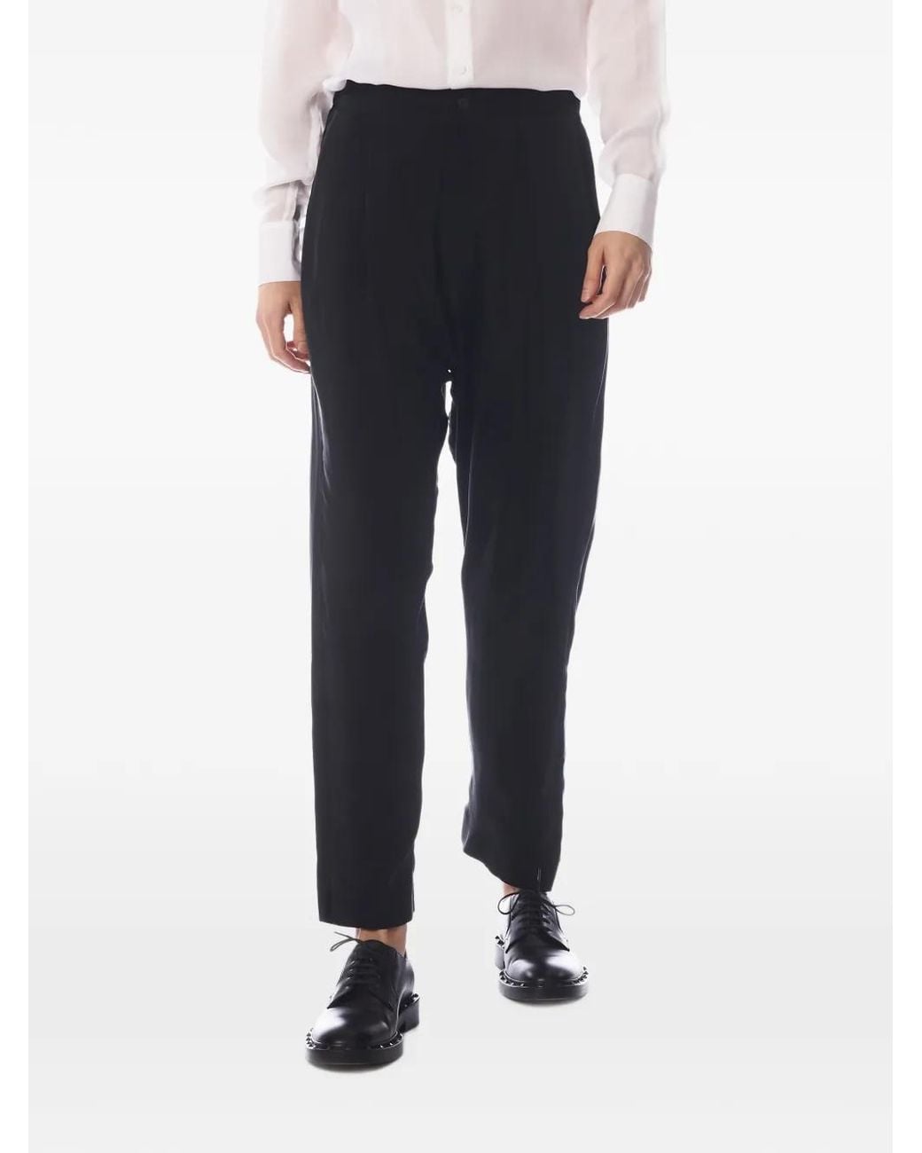 Tessitura Black Tapered Drop-Crotch Trousers for men