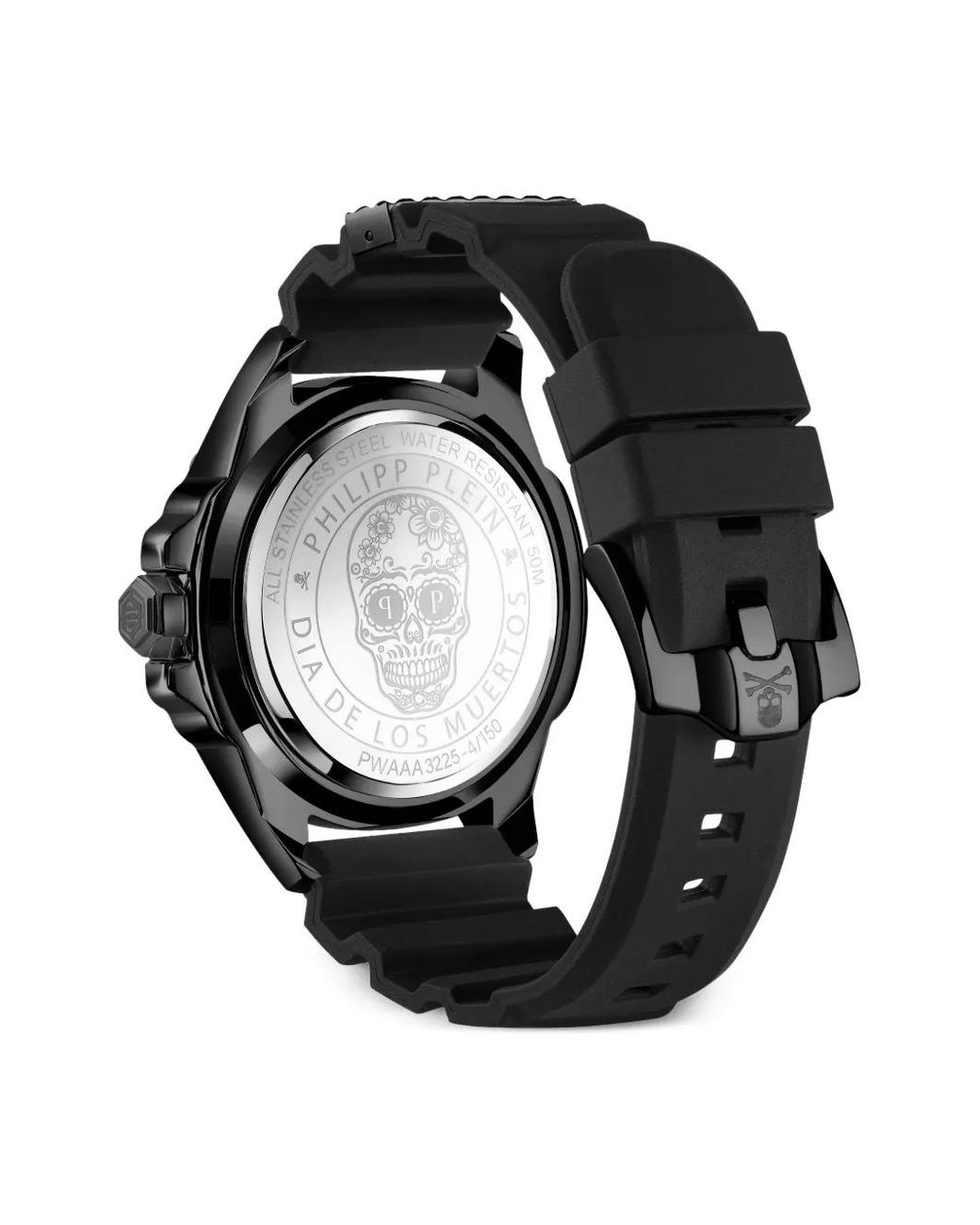 Philipp Plein Black The Kull Skull Watch 44Mm for men