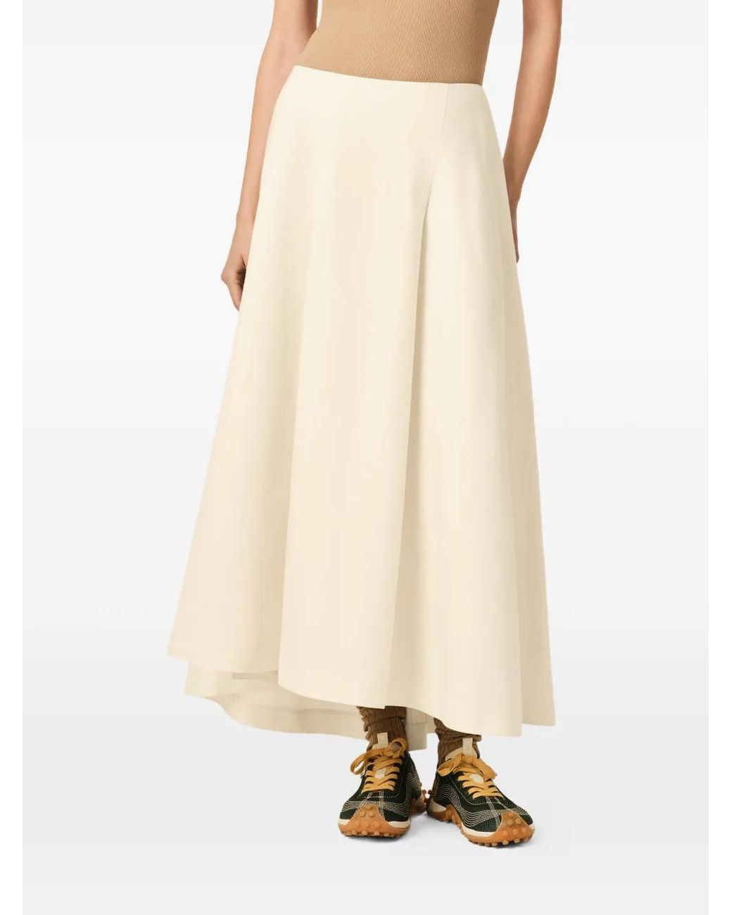 AMI Natural Cotton And Linen Godet Skirt