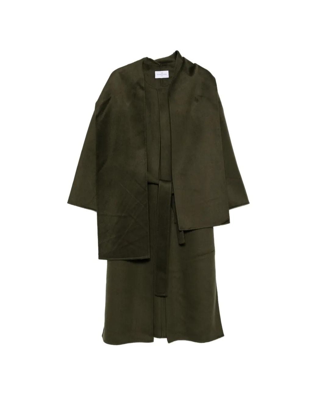 The Dynamis Studio Green Scarf-Detail Belted Coat