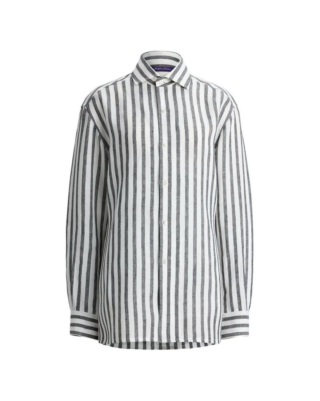 Ralph Lauren White Capri Striped Linen Shirt
