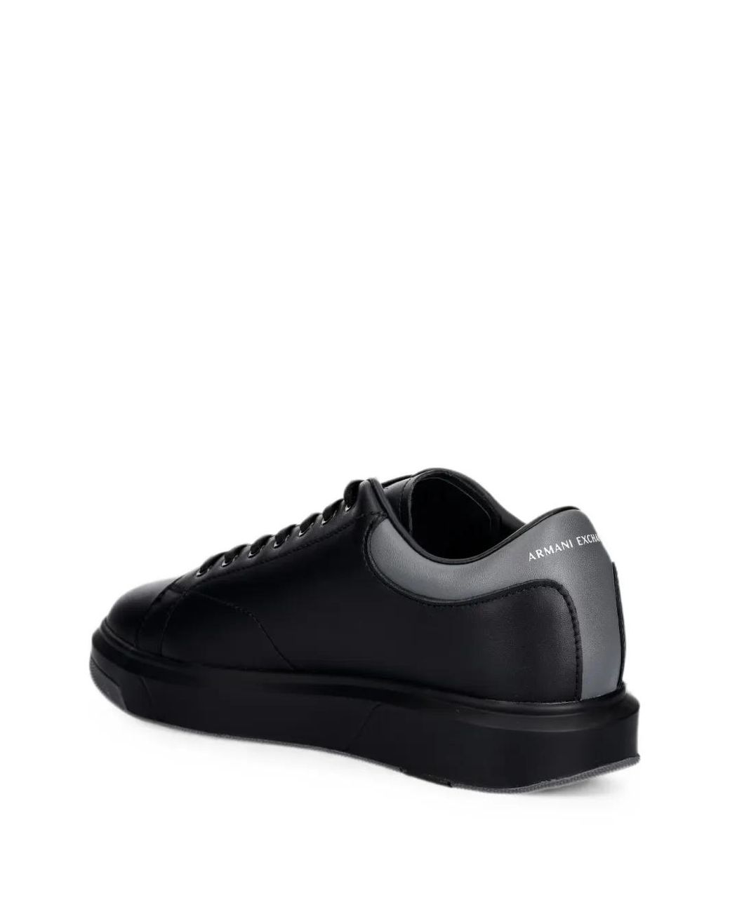 ARMANI EXCHANGE Black Logo-Embossed Lace-Up Sneakers for men