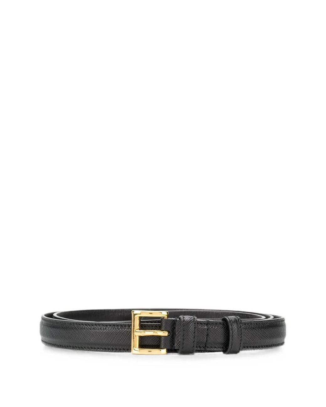 Prada White Saffiano-Leather Square-Buckle Belt