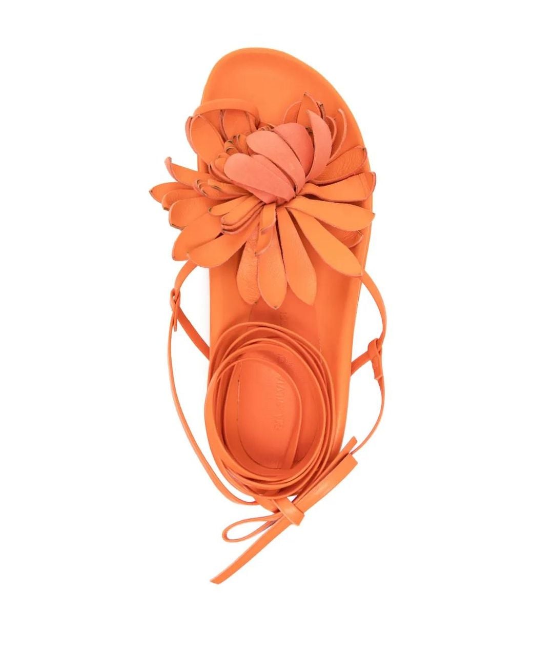 Silvia Tcherassi Orange Sandales Idania En Cuir À Fleurs Appliquées