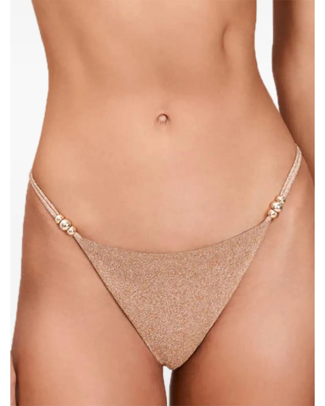Devon Windsor Natural Shimmer-Effect Bead-Embellished Bikini