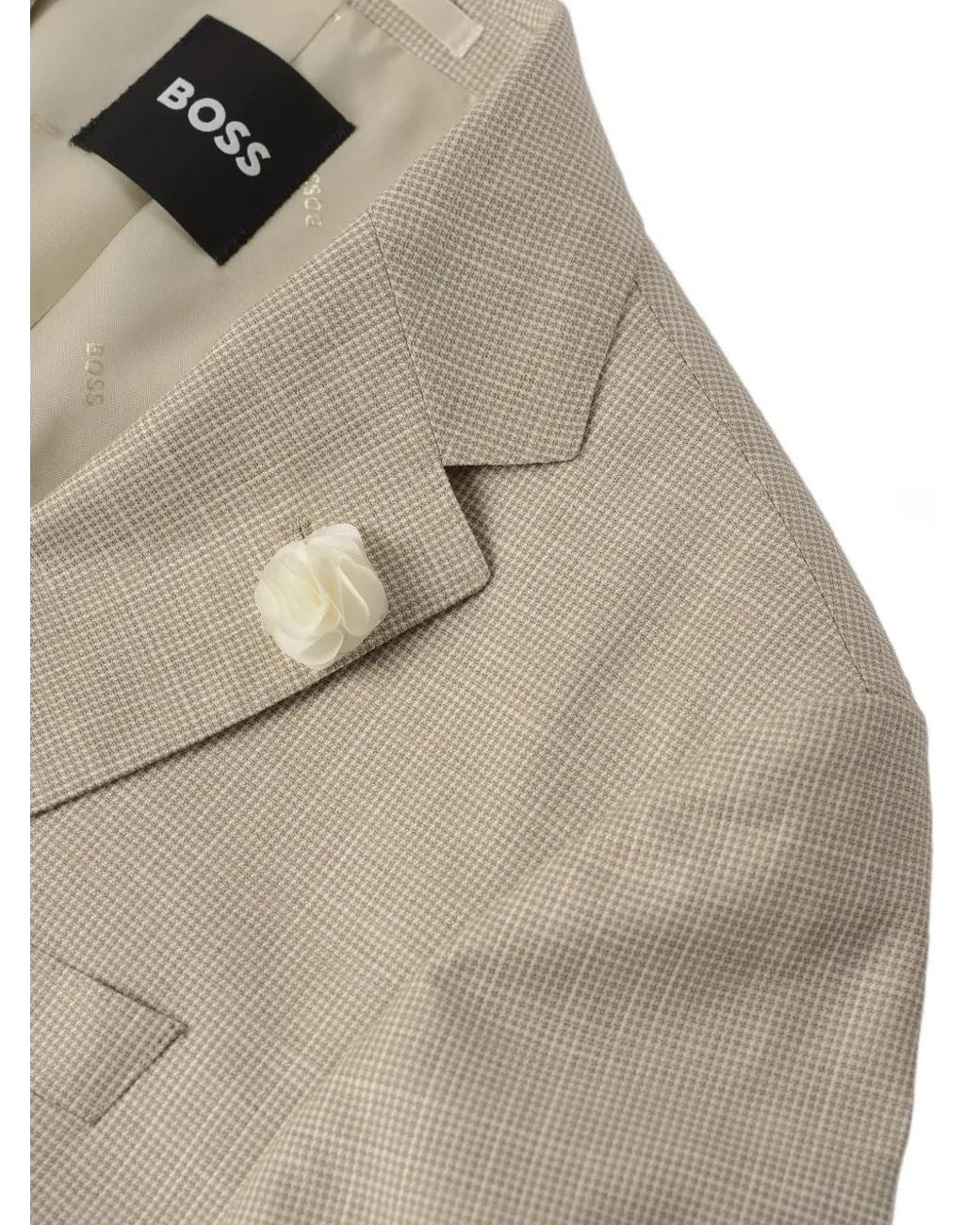 HUGO White Micro-Check Notch-Lapel Blazer for men
