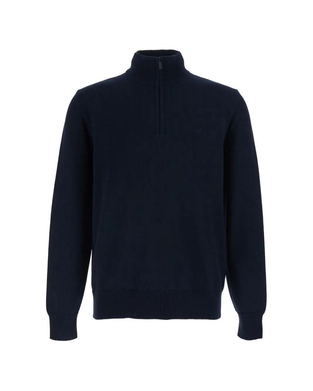 Emporio Armani Blue Cotton Zip-Up Sweater for men