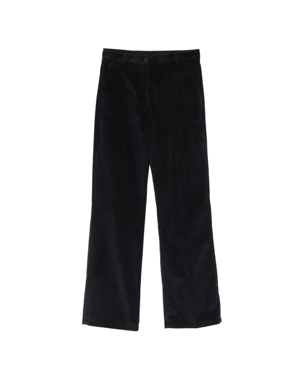 Semicouture Black Corduroy Wide-Leg Trousers