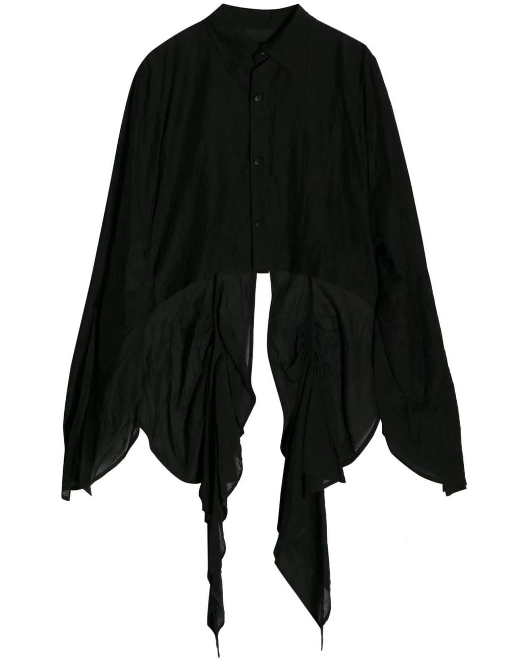 Yohji Yamamoto Black Asymmetric Cotton-Silk Shirt