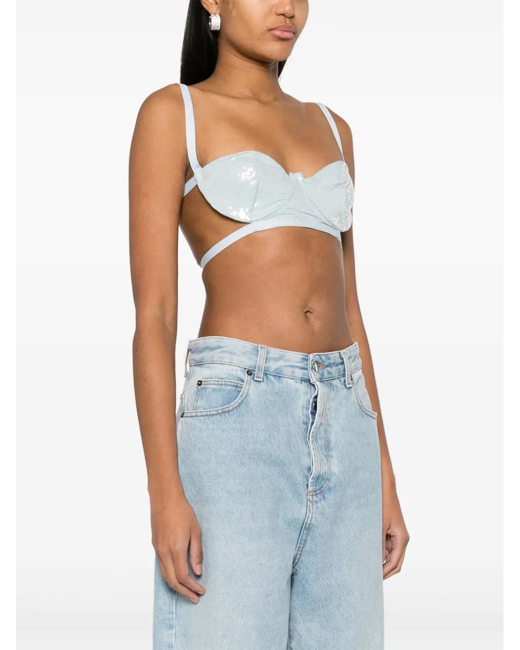 Gcds White Sequined Bra Top