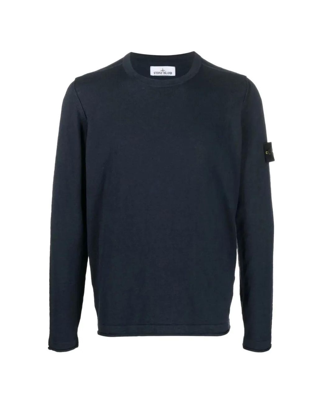 Stone Island Blue 5100052 Organic Cotton And Nylon Crew-Neck Jumper With Small Roll Finishes for men