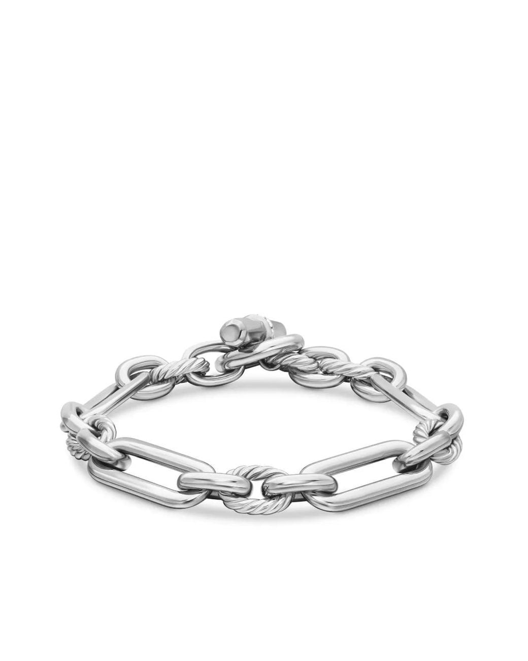 David Yurman Metallic Sterling Lexington Chain Diamond Bracelet (9.8Mm)