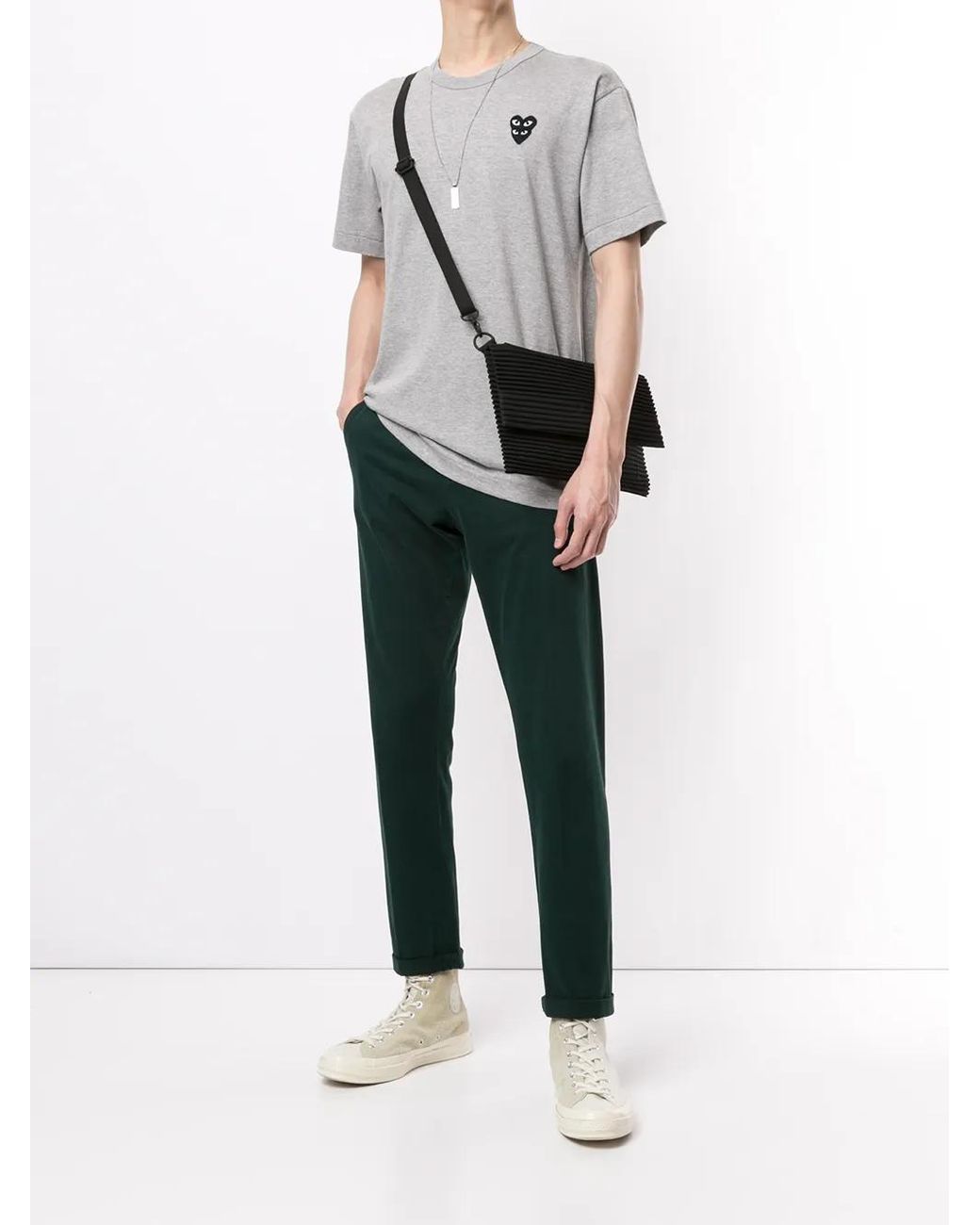 COMME DES GARÇONS PLAY Gray Logo Patch T-Shirt for men