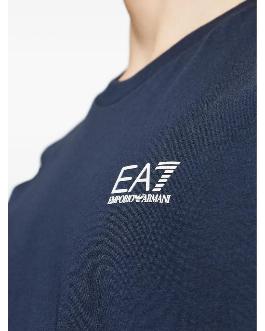 EA7 Blue Logo-Print T-Shirt for men