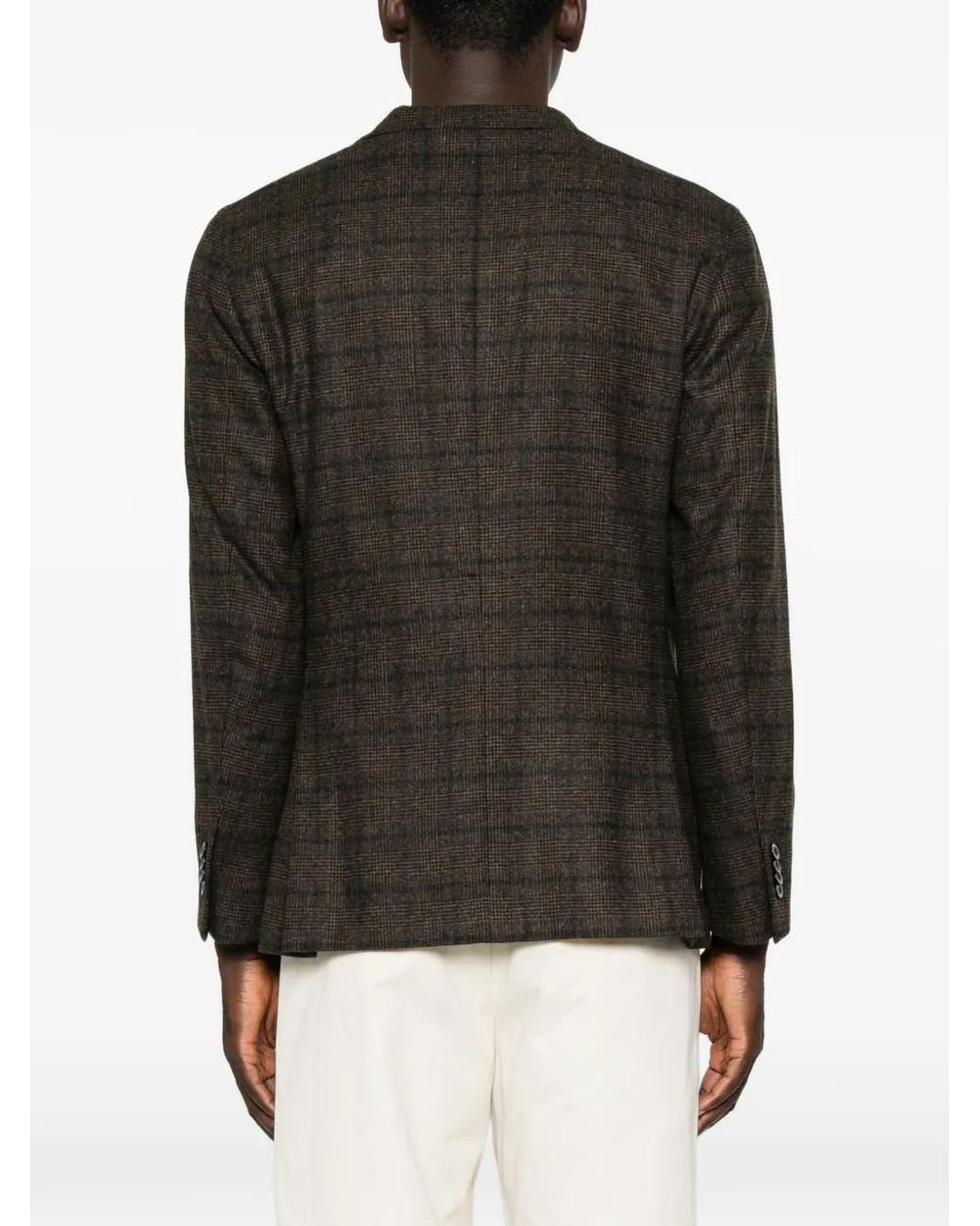 Boglioli Gray Check-Pattern Wool Jacket for men
