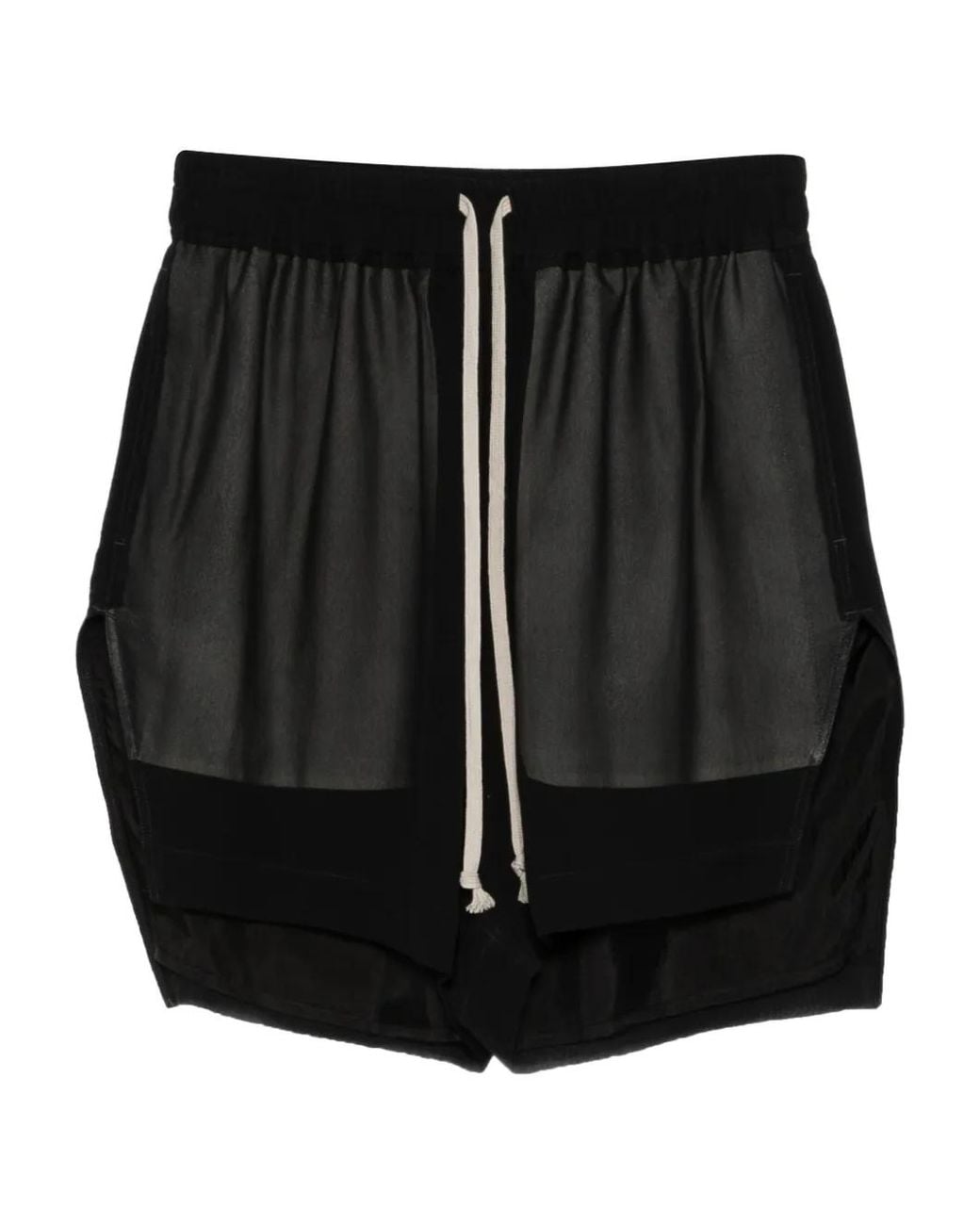 Rick Owens Black Drawstring Fastening Mini Shorts With Split Design