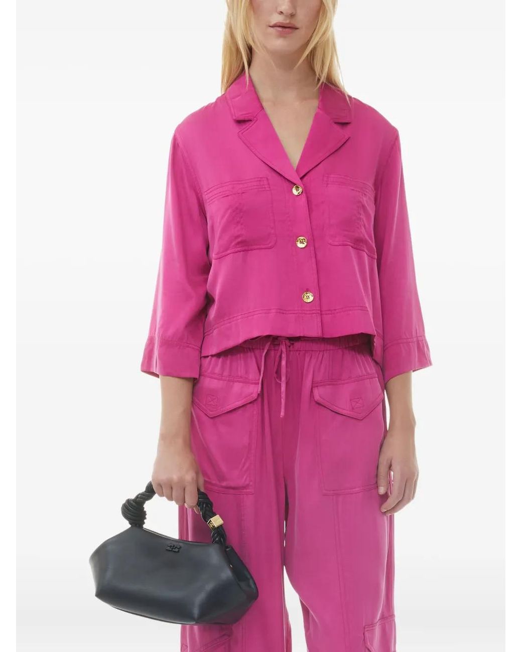 Ganni Pink Drawstring Cargo Trousers