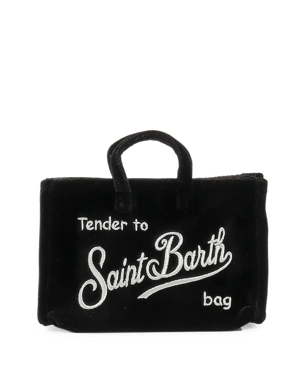 Mc2 Saint Barth Black Embroidered Teddy-Effect Shoulder Bag