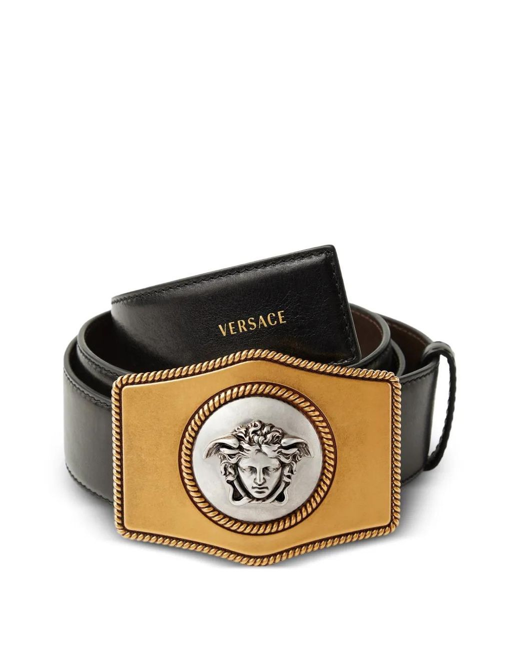 Versace Black Leather Belt 4 Cm for men