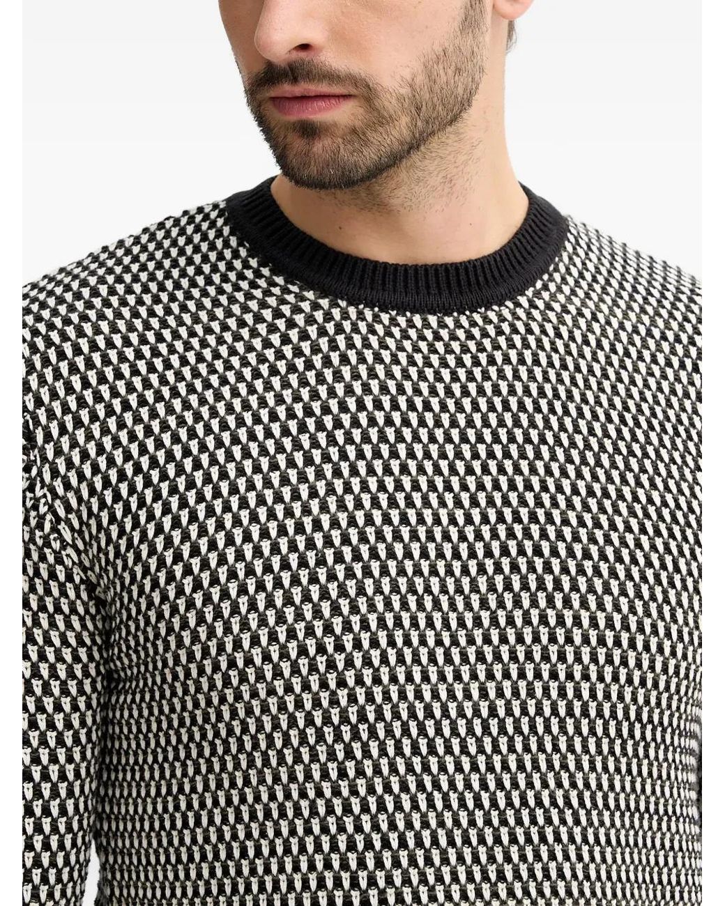 Guess Gray Patterned Crew-Neck Sweater for men