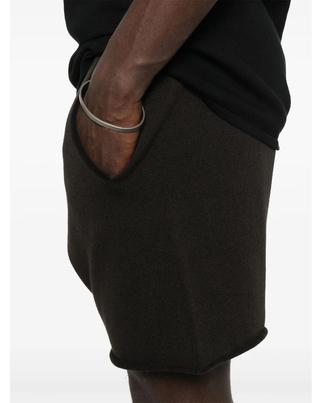 Label Under Construction Black Cotton Shorts for men