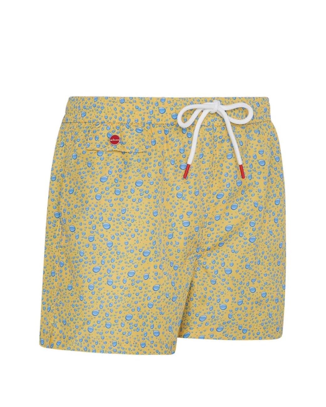 Kiton Yellow Water-Drop Print Drawstring Swim Shorts for men