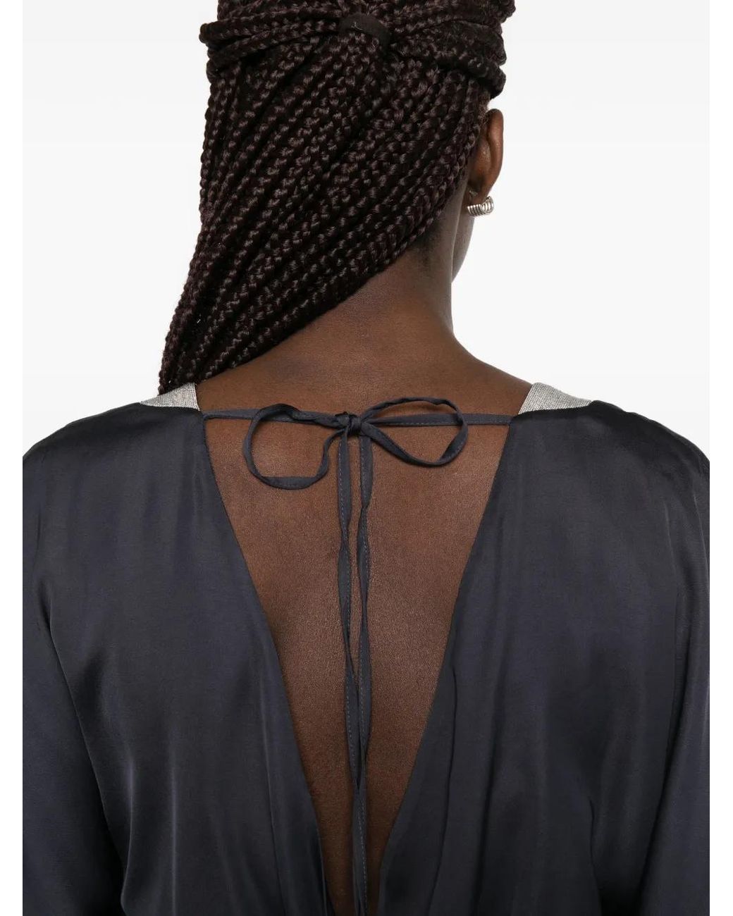 Peserico Blue Embellished Tie Dress
