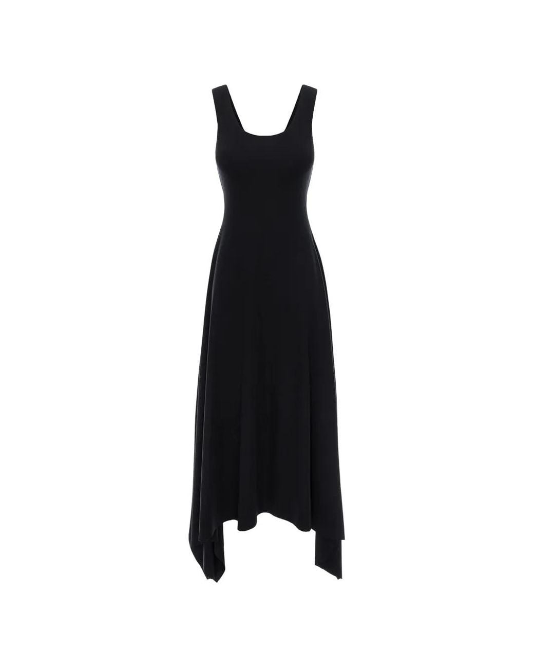 Hamza Black Valencia Asymmetric Midi Dress