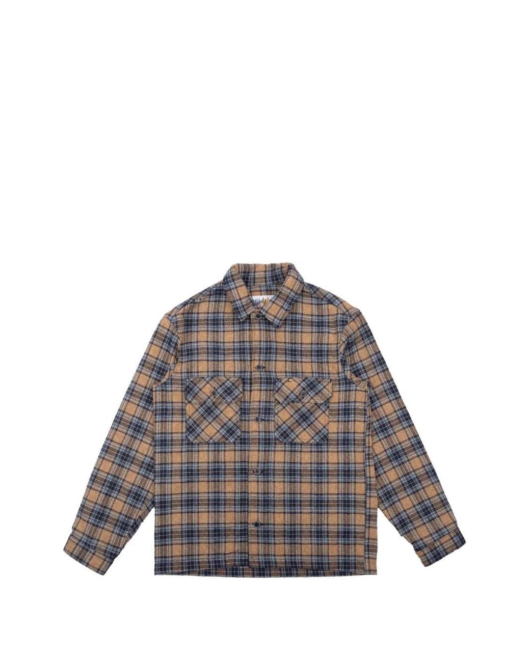 Naked & Famous Gray Work Flap-Pocket Flannel Shirt for men