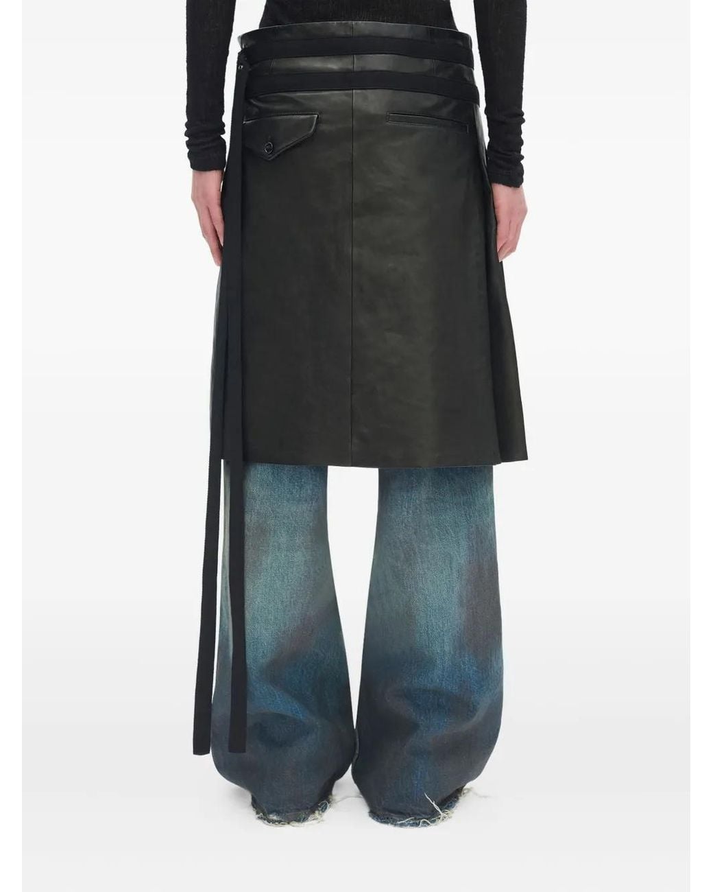 Ann Demeulemeester Mane Leren Kilt in het Black voor heren
