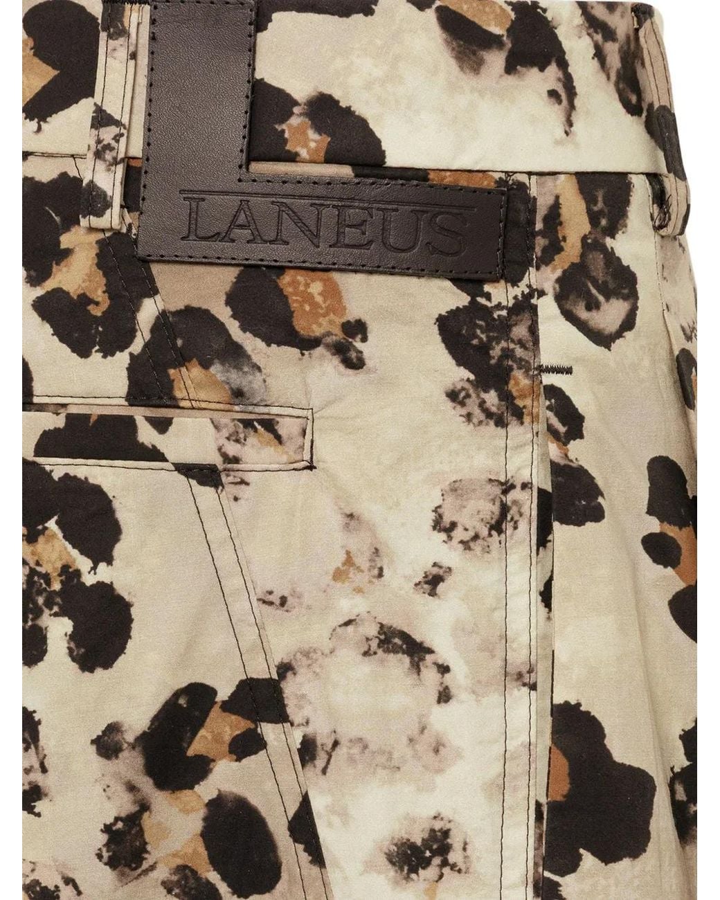 Laneus White Leopard-Print Trousers