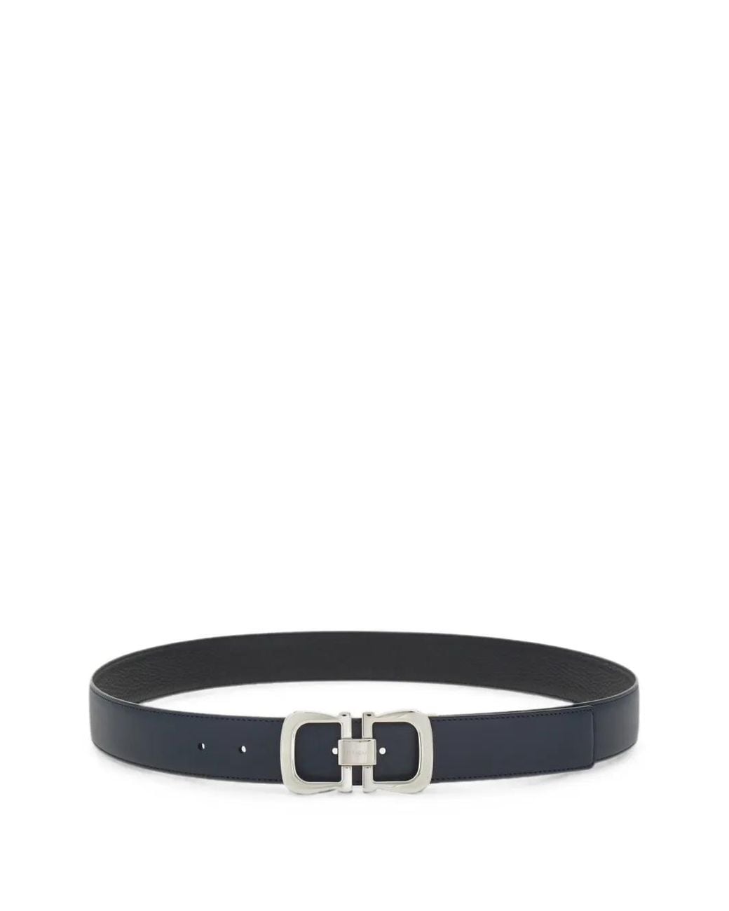 Ferragamo White Gancini Reversible Leather Belt for men